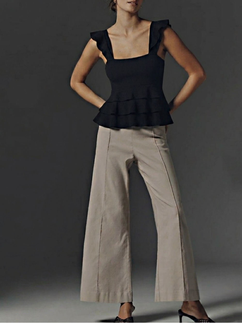 Marie Oliver Black Keaton Ruffle Tiered Top Size Small Sleeveless